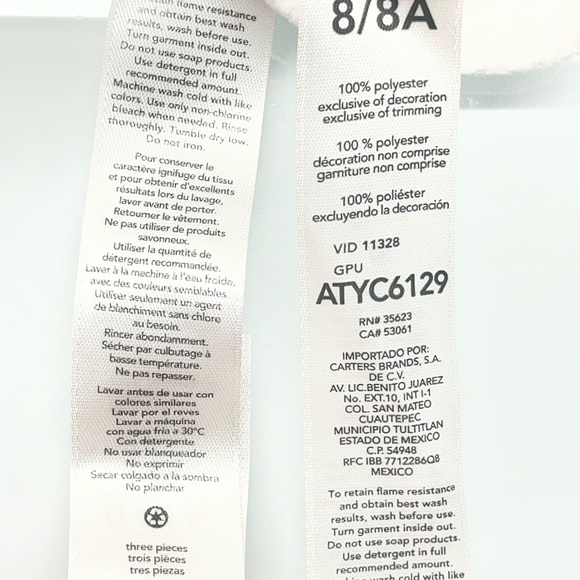 Carter's girl’s Pink and White Ballet Pajama Set size: 8 - Picture 5 of 5